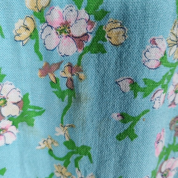 Vintage 60s Blue Dress Size S/M Flower Power Sheath Matching Sheer Jacket - Picture 10 of 16